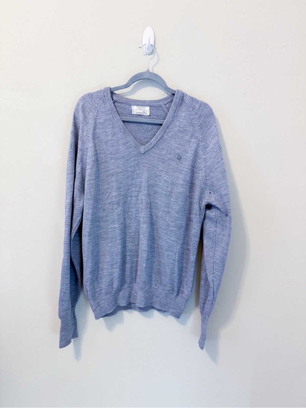 Christian Dior Gray Heather V-Neck Sweater